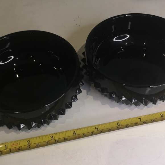 Vintage Indiana Tiara Black Pressed Glass Diamond Point 5" Bowls "RARE" - Picture 9 of 11